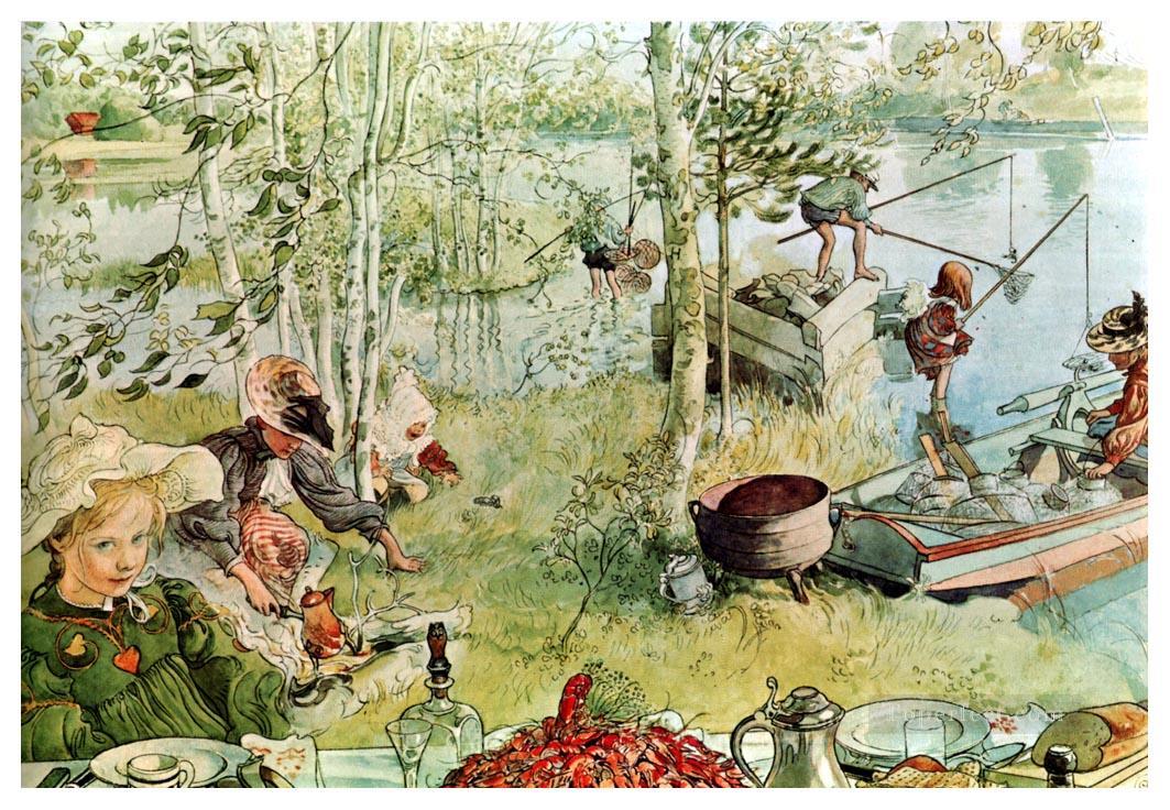 the crayfish season opens 1897 Carl Larsson Oil Paintings